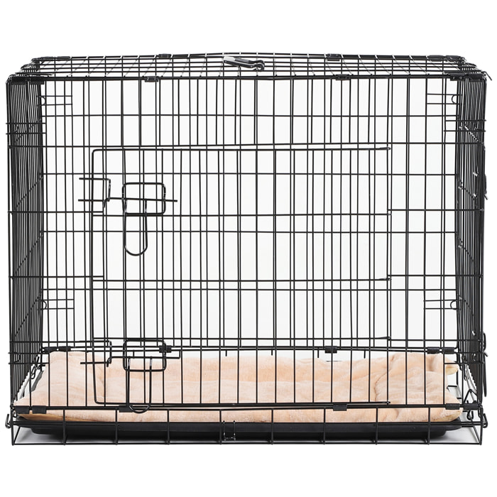 Cage caisse de transport pliante pour chien en métal noir 106 x 71 x 76 cm matelas fourni