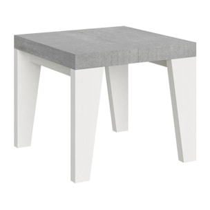 Tavolo allungabile 90x90/246 cm Naxy Mix piano Cemento - gambe Bianco Frassino