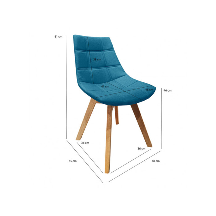 Chaise en tissu dossier avec piétement en bois massif - DEB