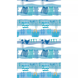 Fouta pur coton 350 g/m² imprimé bleu Bikini azur