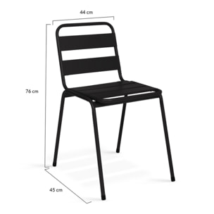 Chaises de jardin empilables en acier noires - lot de 6