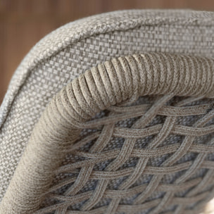 Lot de 2 chaises longues à roulettes en aluminium et tissu taupe COME