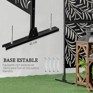 Biombo de 3 Piezas Biombo Separador de Ambientes con Diseño de Hoja de Sauce Biombo para Exterior Jardín Patio Terraza 122x45x198 cm Negro