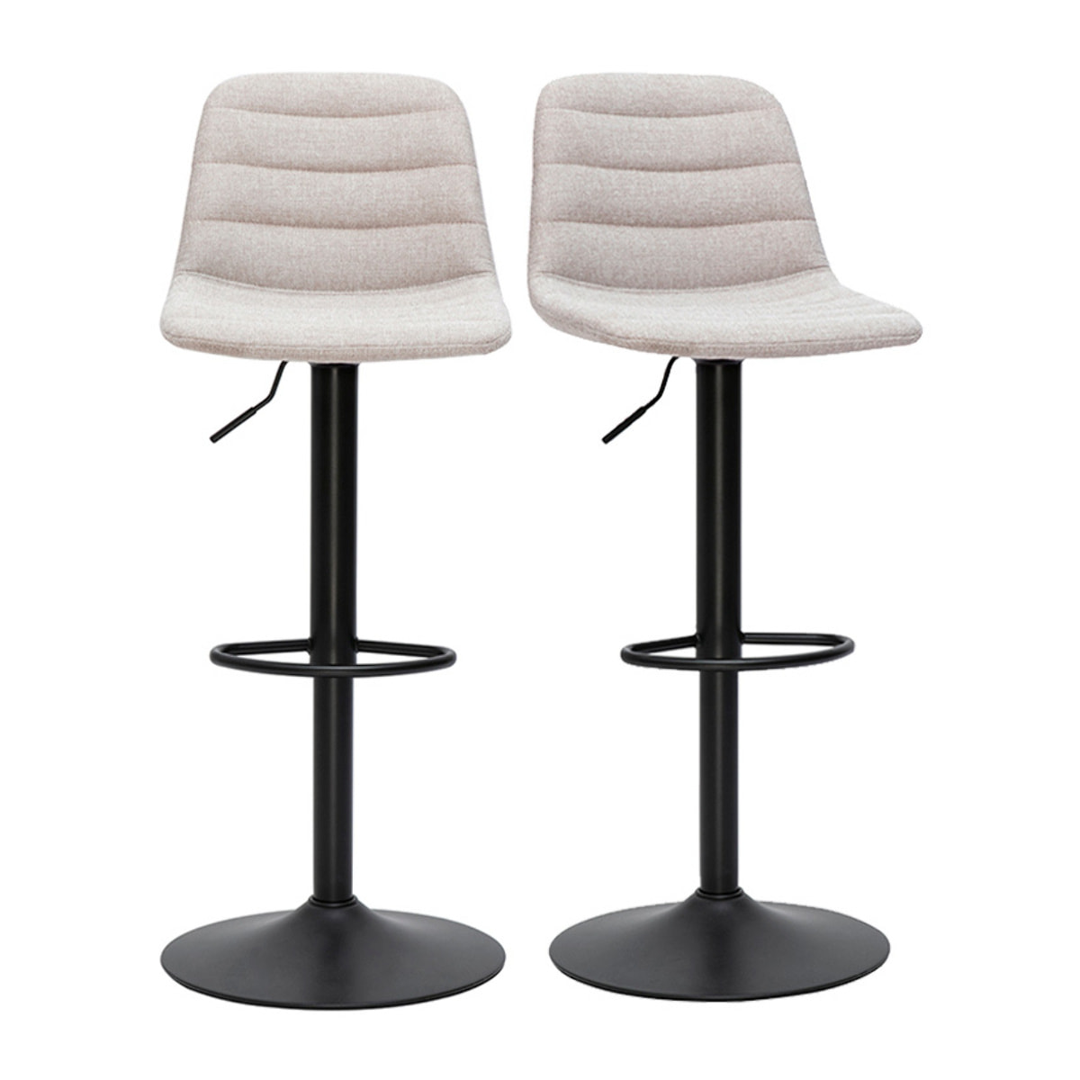 Tabourets de bar réglables pivotants 360° en tissu effet velours texturé beige et métal (lot de 2) SAURY
