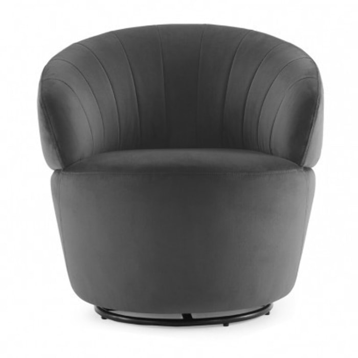 Fauteuil rond pivotant en velours - ROMANE