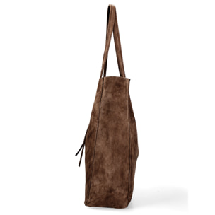 Borsa a mano da donna Made in Italy - Modello Lumena Prime - 100% pelle scamosciata - 28.0 x 35.5 x 12.5 cm