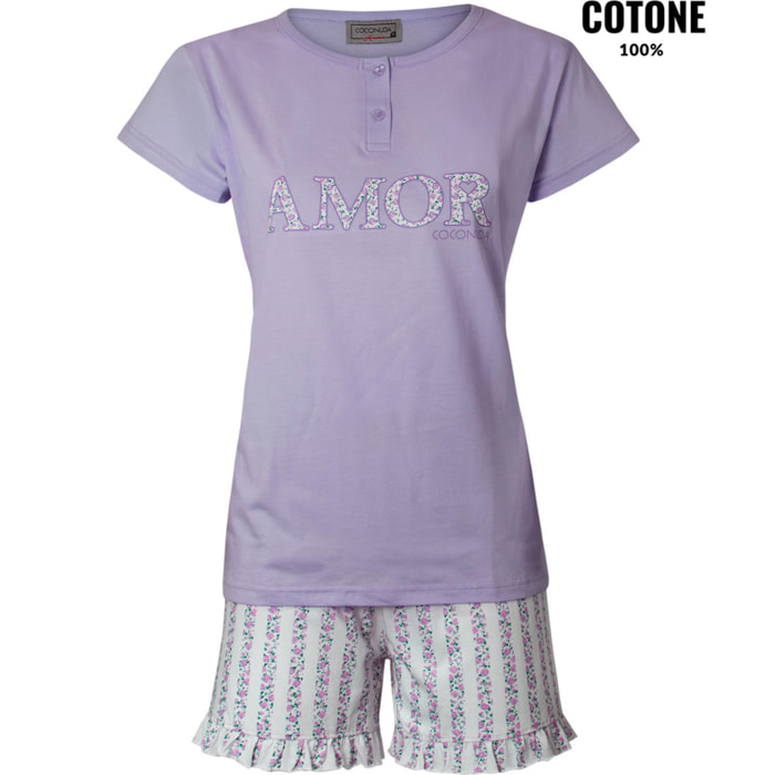 Coconuda Pigiama da Donna Corto Jersey 100% Cotone, Art. 2013