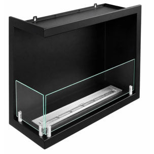 Sutri 60 - Camino a Bioetanolo da Incasso Angolare Sinistro 60x45x22,4 cm con Bruciatore 1,5lt in Acciaio