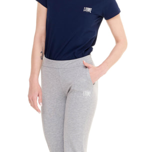 Pantalone donna dritto con piega in felpa Training