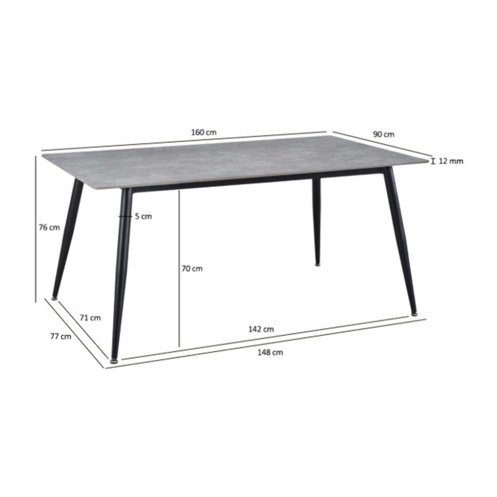 Table de repas en céramique 160 x 90 cm - STONE 2