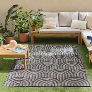 SANTORINI - Tapis d'intérieur/extérieur à motifs en relief arc - Noir