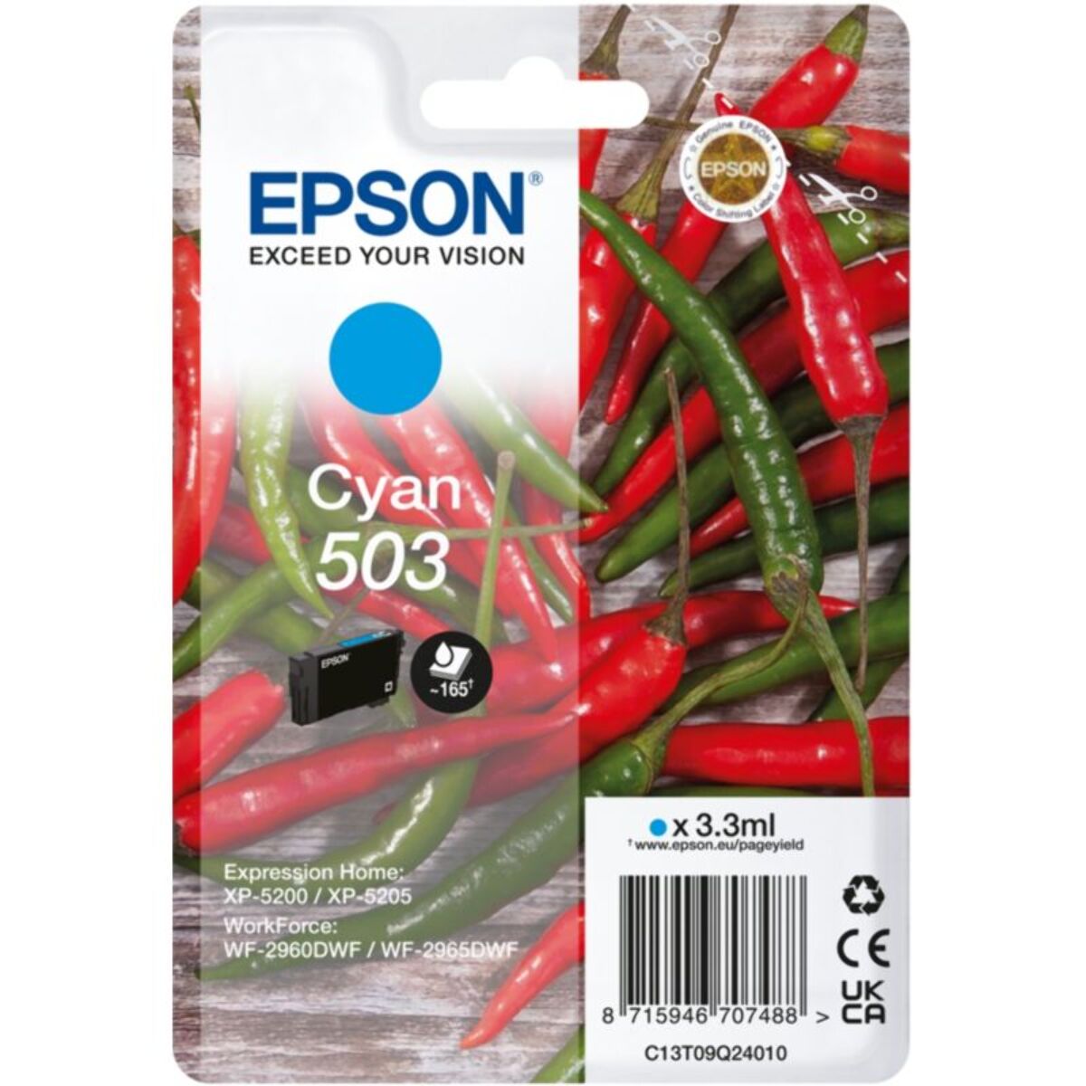 Cartouche d'encre EPSON Originale 503 Cyan Série Piment - C13T05A24010
