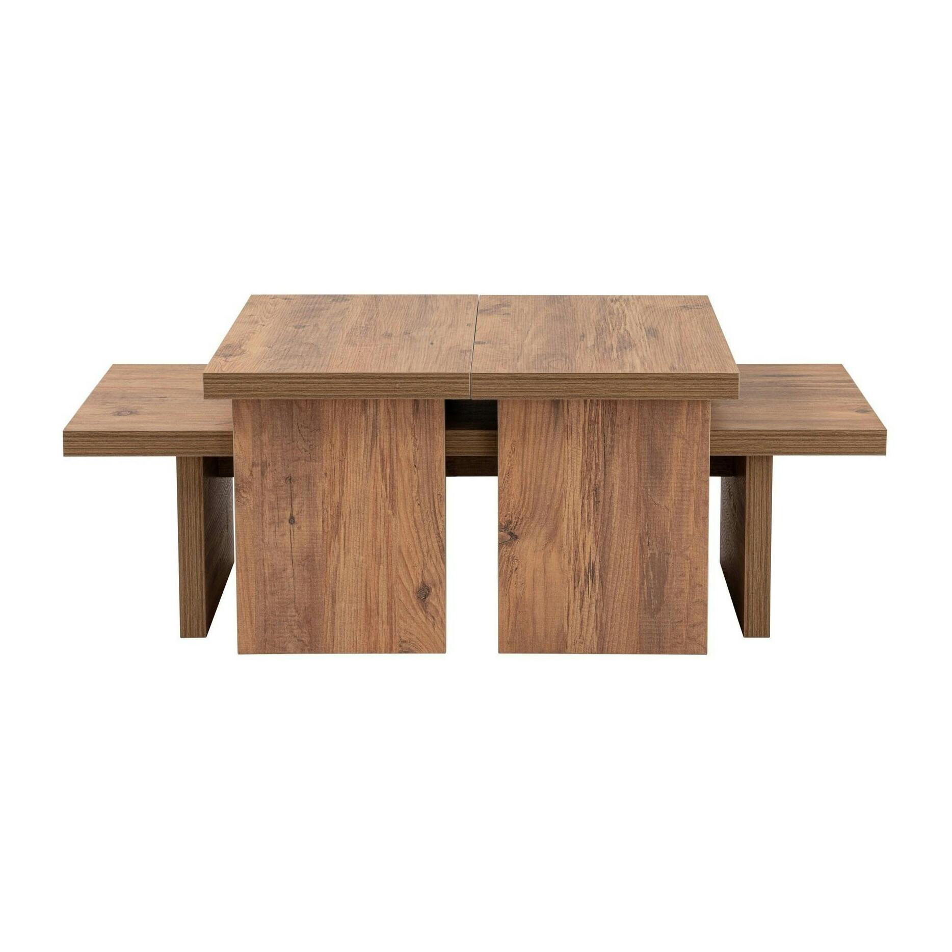 Table basse gigogne design – effet bois (3 pièces) MARFA