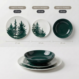 Servizio piatti 18 pezzi in ceramica - VERDE
