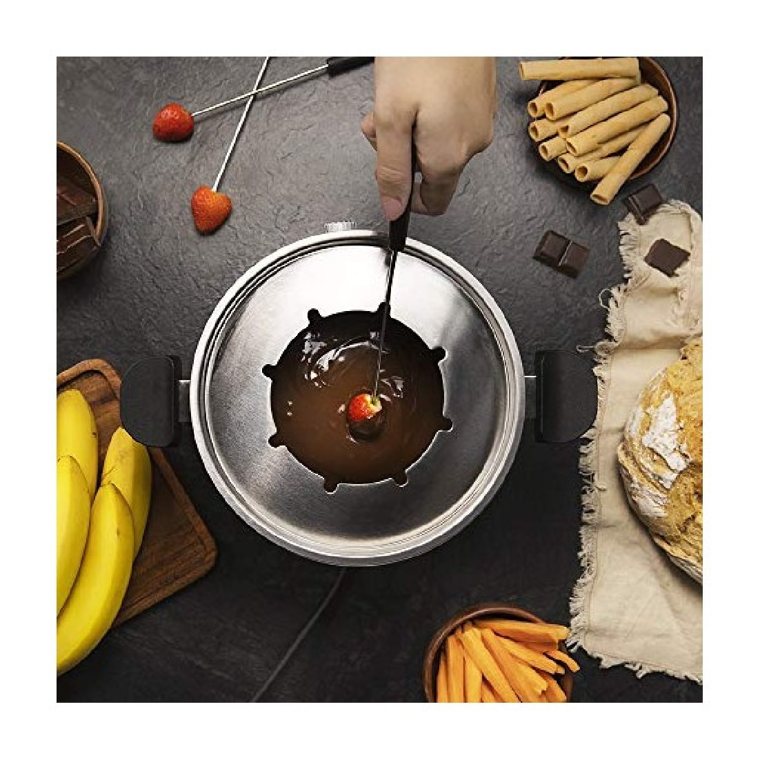 Cecotec Fondue Électrique Fun Gourmet Fondue. 1000W, Acier Inoxydable, à Utilise