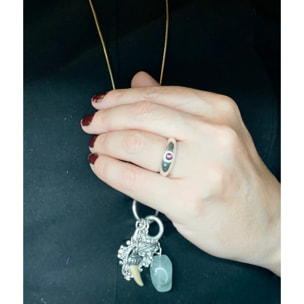 Collar largo Drift plata 10µ con anillo y otros charms