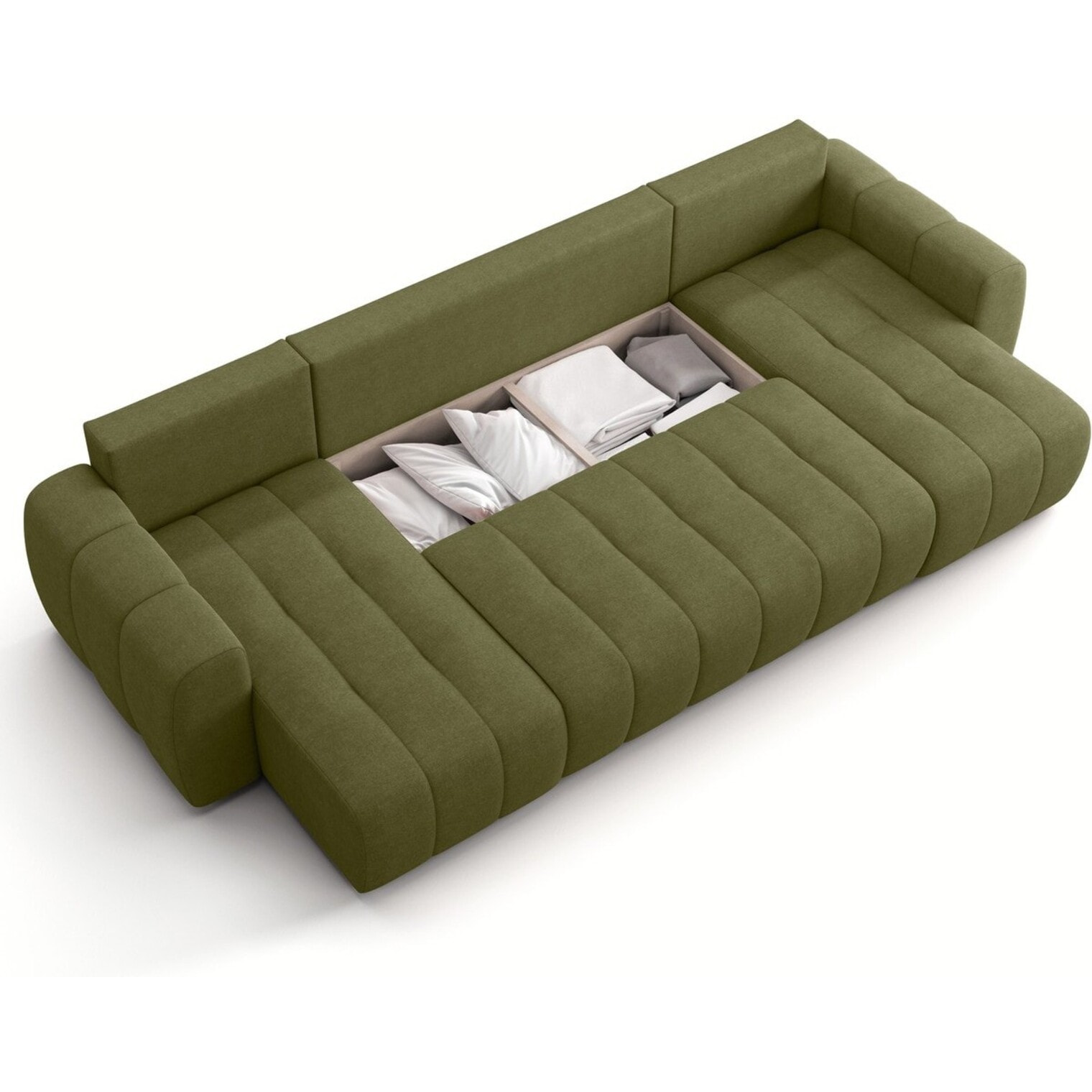 Canapé panoramique convertible 6 places en tissu chenille - ALBA