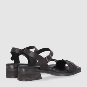 Sandalias de Piel - Negro - Tacón: 3 cm