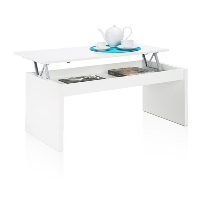 Mesa de centro elevable Evan Blanco Brillo
