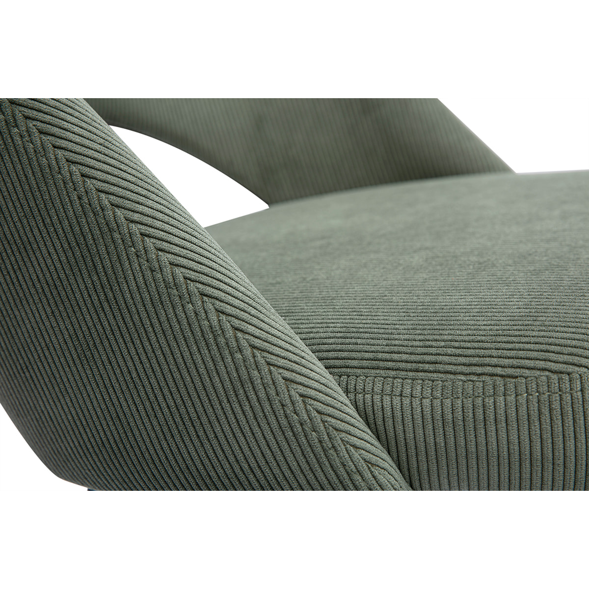 Chaises vintage en tissu velours côtelé vert kaki et métal noir (lot de 2) COSETTE