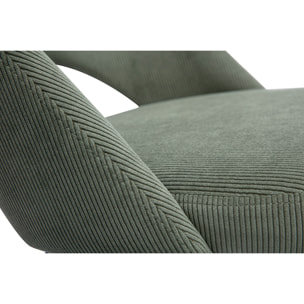 Chaises vintage en tissu velours côtelé vert kaki et métal noir (lot de 2) COSETTE