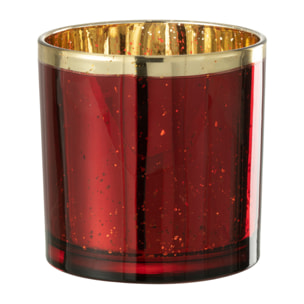 J-Line photophore Bord Dore - verre - rouge/or - large