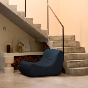 Fauteuil chauffeuse en velours style contemporain 1 place bleu foncé