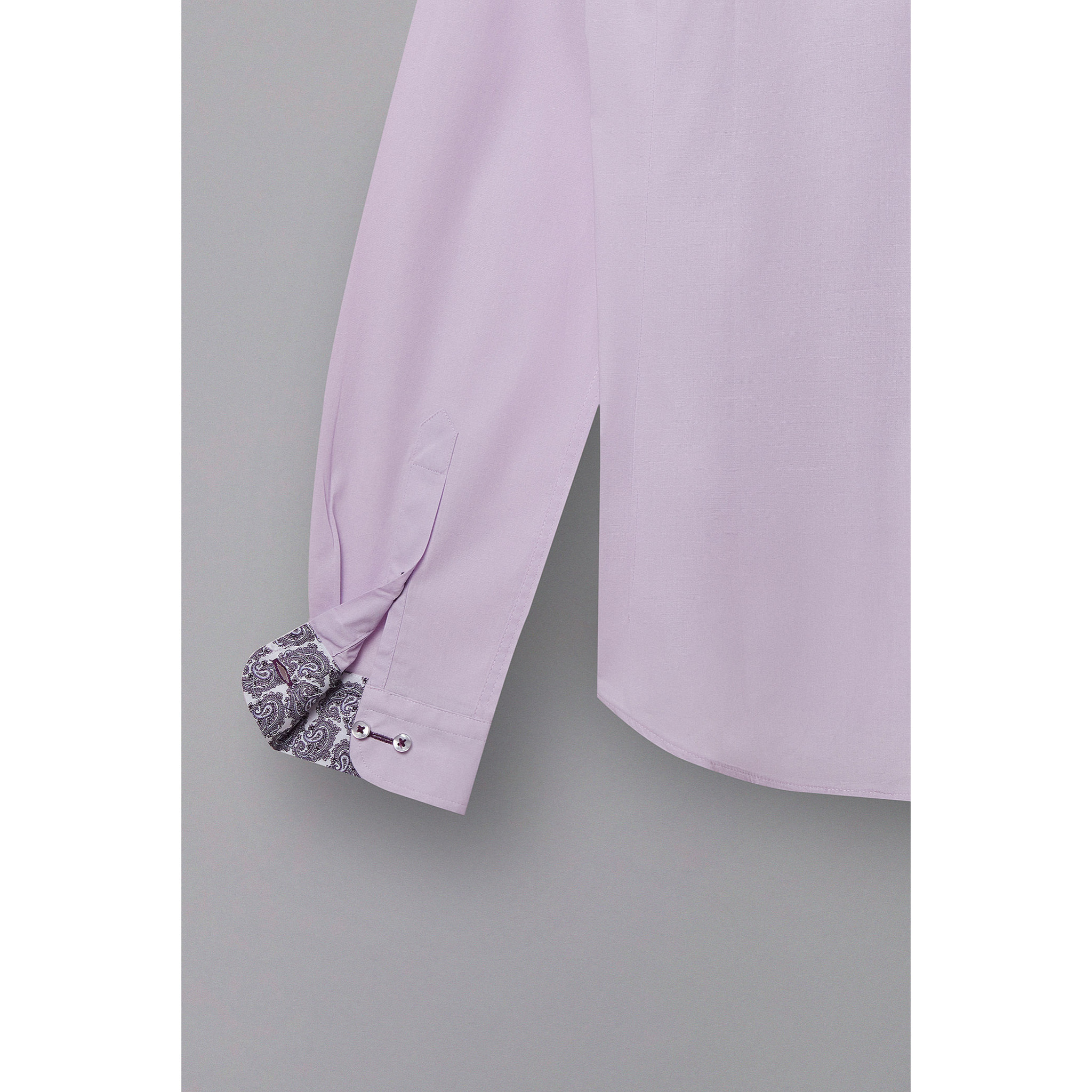 Camicia Uomo Coreano Slim Popeline Stretch Unito Lilla