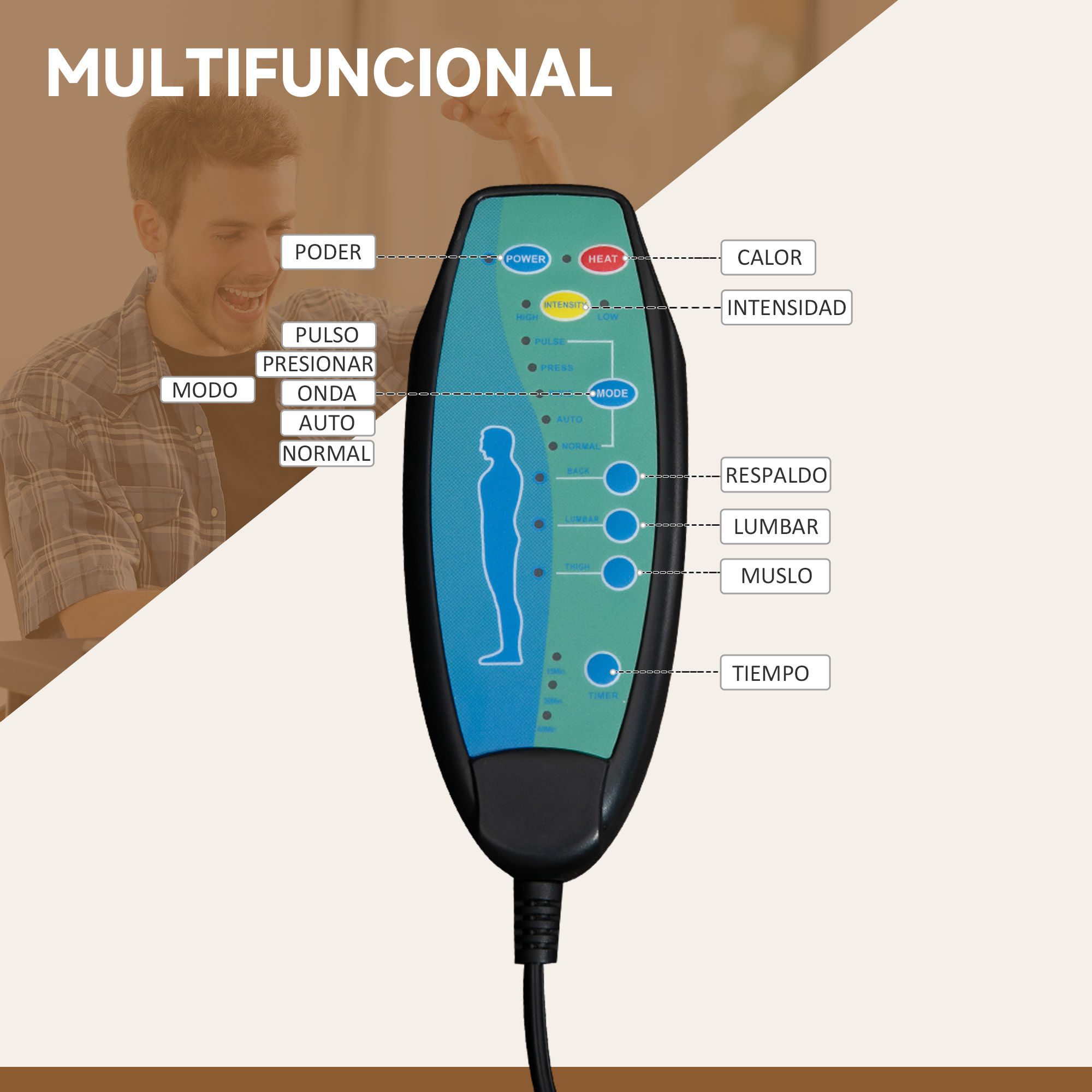 Silla de Masaje con 6 Puntos de Masaje Silla de Oficina Giratoria Silla de Escritorio Reclinable con Altura Ajustable Función de Calefacción Reposapiés Retráctil y Control Remoto Crema