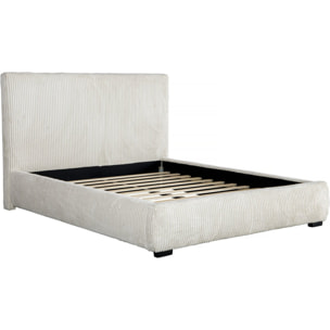 Lit double en velours côtelé "Montana" - 180 x 200 cm - Beige