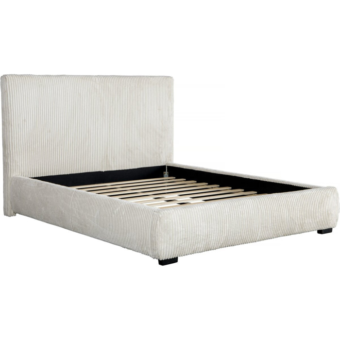 Lit double en velours côtelé "Montana" - 180 x 200 cm - Beige