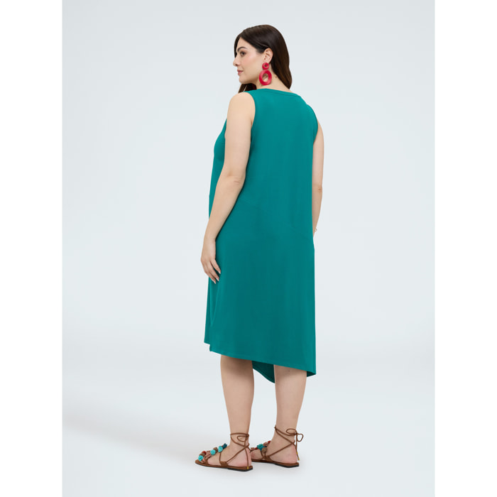 Fiorella Rubino - Vestido midi con escote en V e inserto calado - Verde