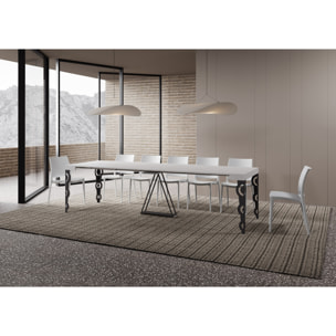 Consola extensible 90x40/300cm Aceres fresno blanco estructura antracita