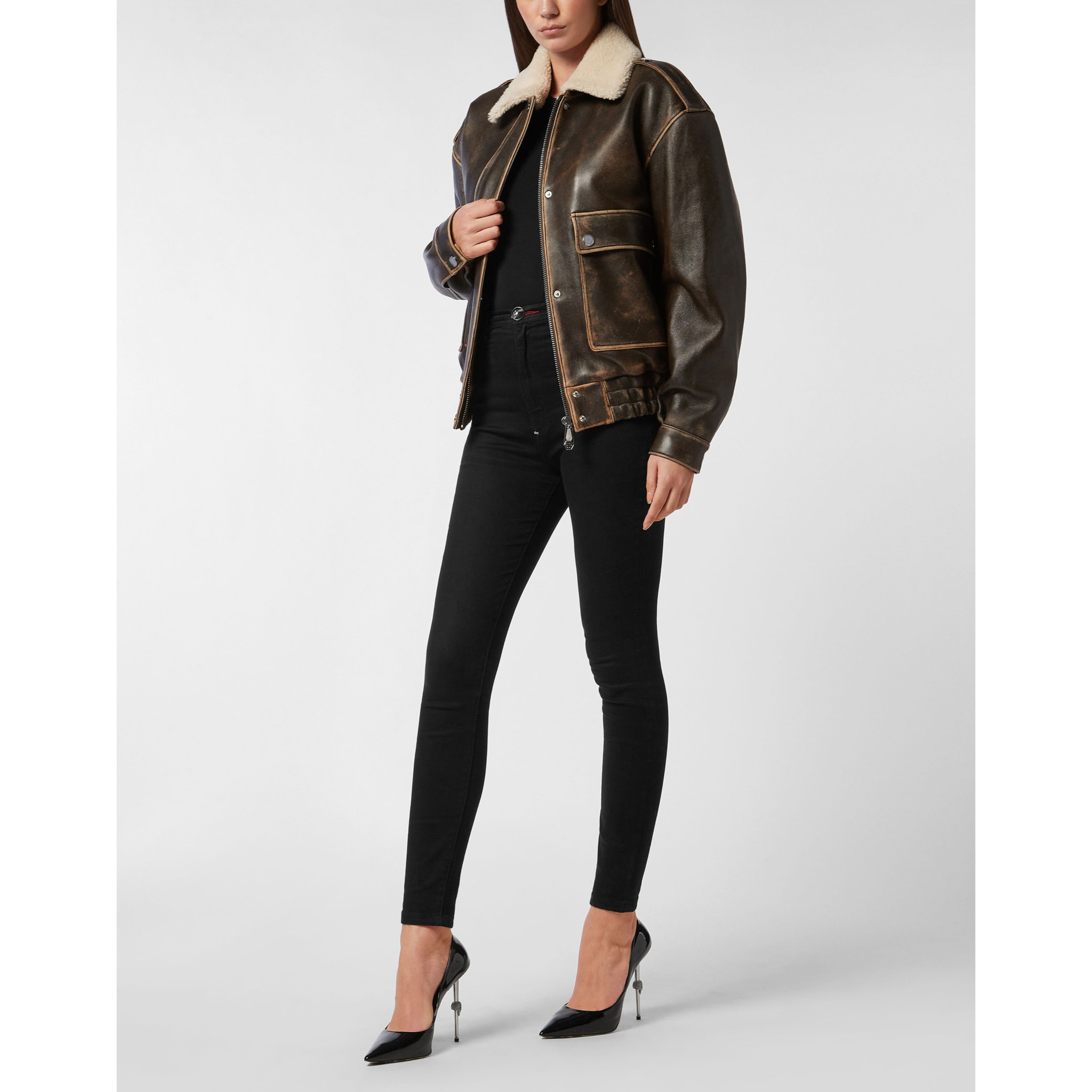 PHILIPP PLEIN Leather Jacket SIGNATURE