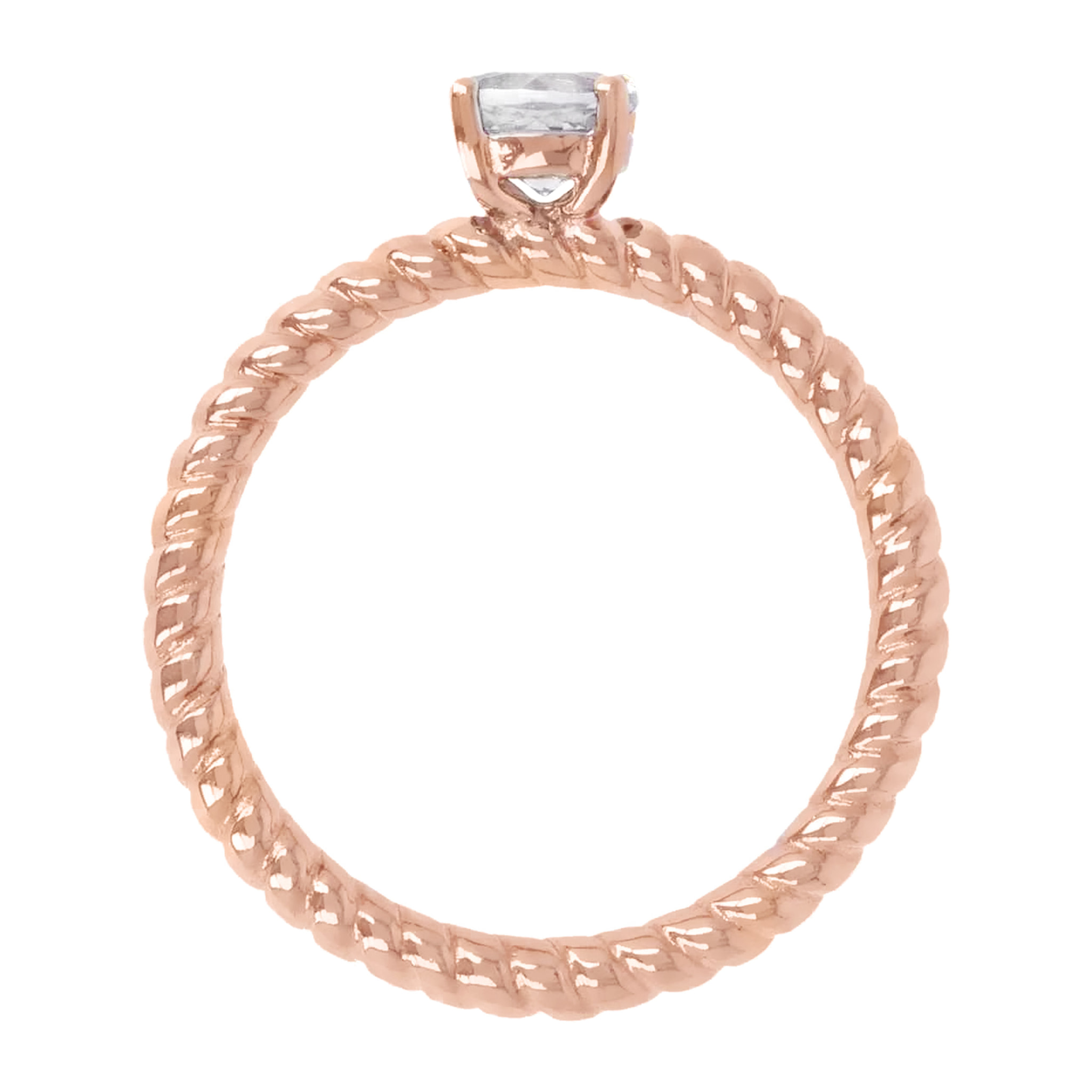 Anello Solitario Texture con Topazio Cristallo