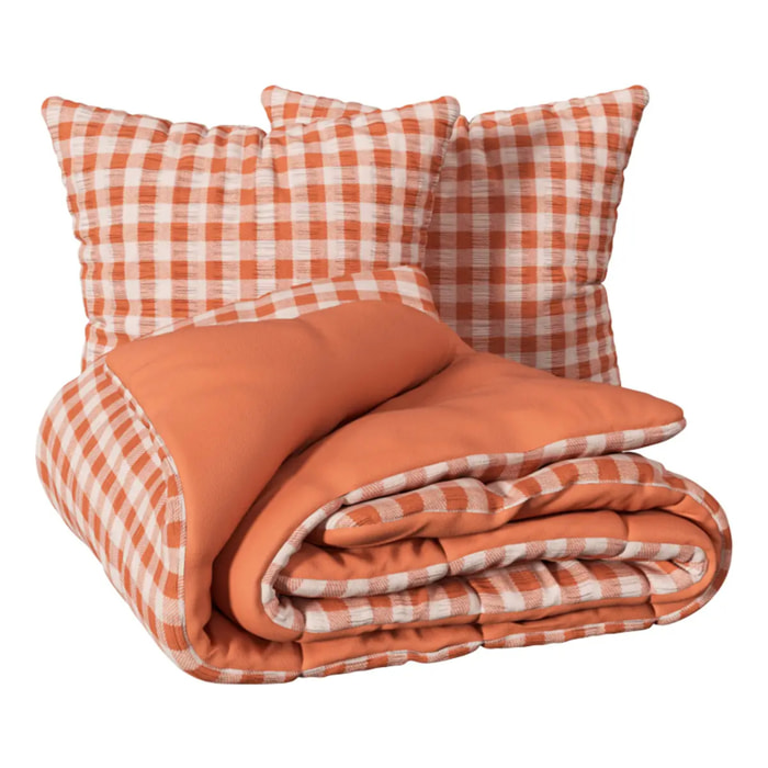 Parure de lit imprimée Vichy 240x220cm terracotta
