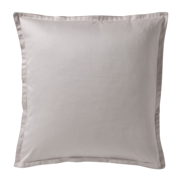 Taie d'oreiller unie en satin de coton bio, TEOPHILE, Beige Lune