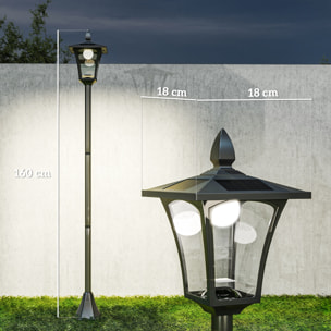 Farola Solar Luz Solar para Jardín con Panel Solar Encendido Automático y Marco de Acero Inoxidable Impermeable IP44 para Terraza Patio 18x18x160 cm Negro