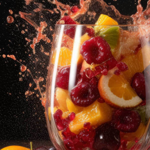 Affiche encadrée verre fruits exotiques fond noir Affiche + cadre en métal - Noir