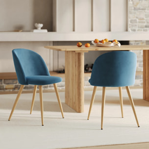 Lot de 2 chaises en velours bleu et pieds en métal - Cozy