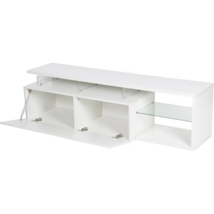 Meuble TV LED laqué "Penny" - 150 x 41 x 38 cm - Blanc