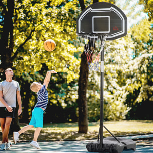 Panier de basketball sur pied hauteur réglable H.197-254 cm lestage roulettes noir blanc