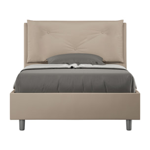 Cama de una plaza y medio sin somier acolchada 120x200 cuero sintético gris paloma Appia Large