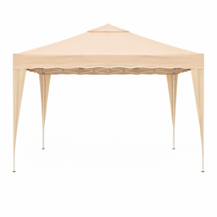 Gazebo Pieghevole 3x4 M in Acciaio con Telo Idrorepellente 160 g/m² Anti-UV Struttura Robusta Apertura Rapida con Borsa e 4 Sacche Beige