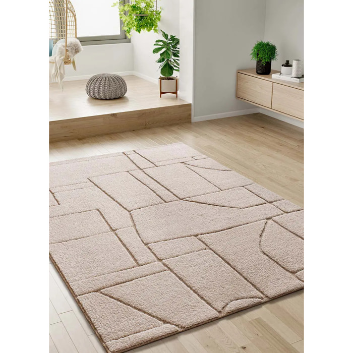 DIENA Alfombra étnica con relieve en color blanco, varias medidas disponibles.