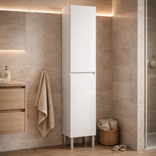 Mobile Alto Da Bagno Con 2 Ante E 6 Ripiani Salvaspazio Colonna Verticale Porta Asciugamani E Accessori 182 x 30 x 35 cm Bianco