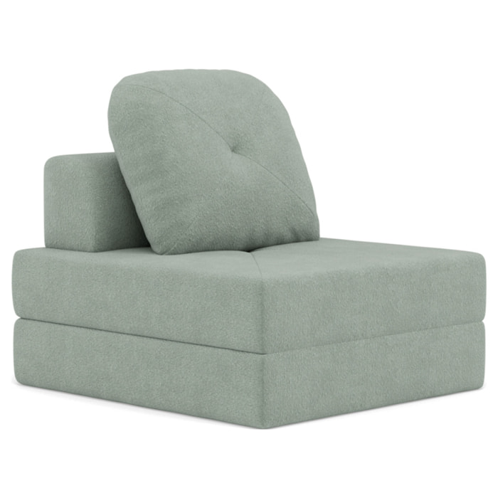 Edna - fauteuil convertible déplimousse en tissu bouclette - Vert sauge