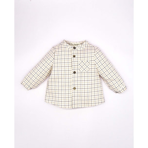 CAMISA CUELLO MAO CUADRO VENTANA BEIGE