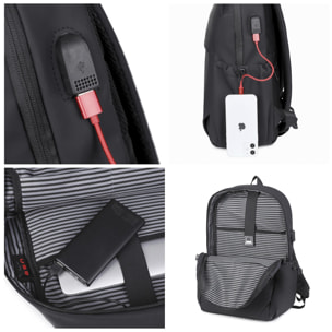 DAM Mochila para Laptop con interfaz de carga USB 30x14x43 Cm. Color: Gris