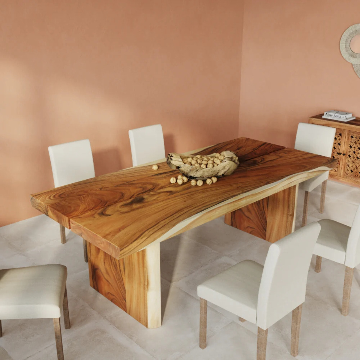 Table rectangulaire 8 personnes en bois de suar 220 cm - Tanah